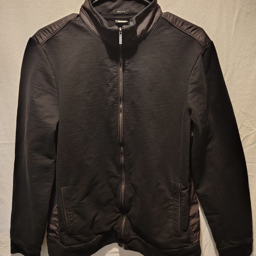 Hugo Boss Black Full Zip Knit and Nylon Men's Jacket Extra Large